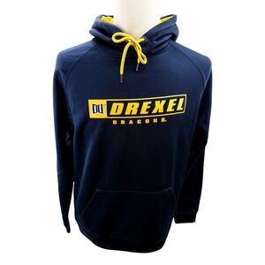 Colosseum Drexel Dragons Navy Performance Hoodie Sweatshirt Mens Medium NEW
